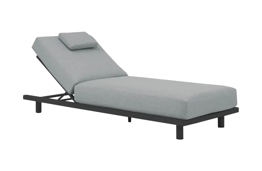 Sonnenliege Ostuni | Crepe Grey & Black | Aluminium und Textilene