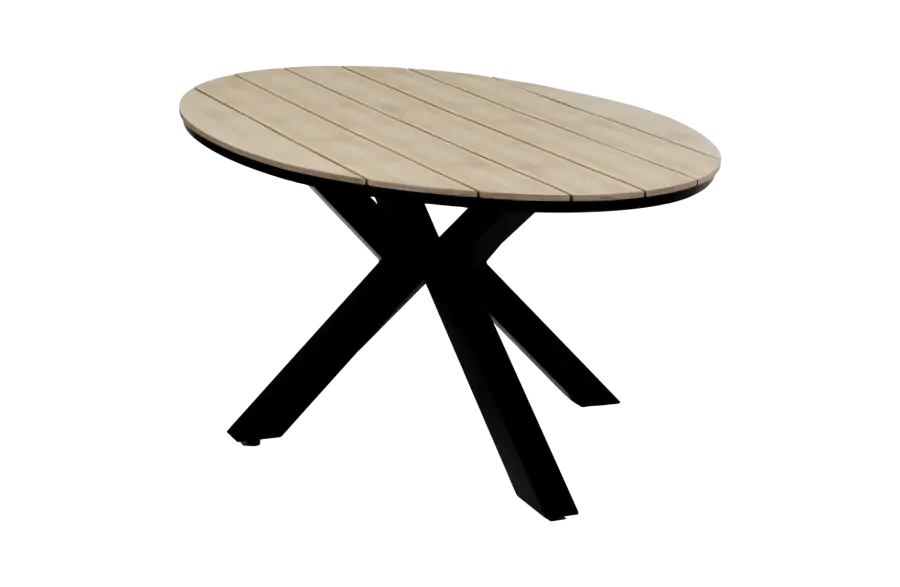 Ovale tuintafel 180cm cyprus wood black polywood aluminium PNG
