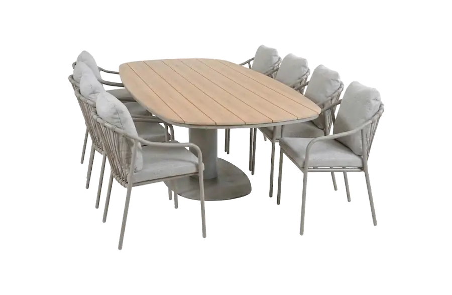 9-teiliges Gartenmöbel-Set | 8 Paris Gartenstühle | Gartentisch Tower 260 cm