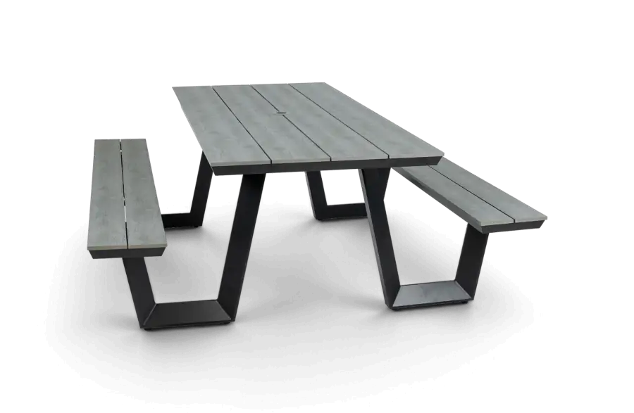 Picknicktafel Coffee Bay Grey Aluminium Polywood PNG