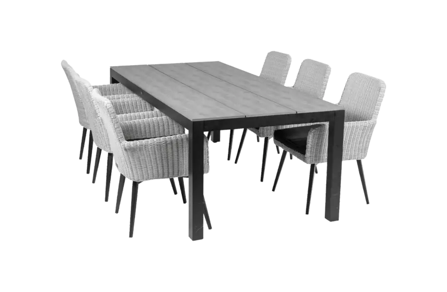 Pisa tuinset-7 delige tuinset-Pisa tuinstoel-white-polywood tuintafel-wicker-aluminium frame
