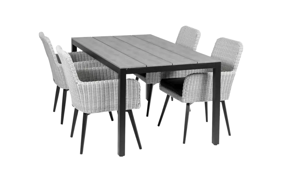 Pisa tuinset-5 delige tuinset-Pisa tuinstoel-White-cyprus tuintafel-polywood-wicker-aluminium frame