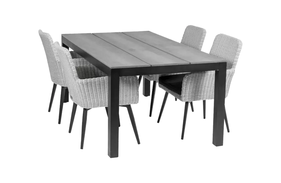 Pisa tuinset-5 delige tuinset-Pisa tuinstoel-White-cyprus tuintafel-polywood-wicker-aluminium frame