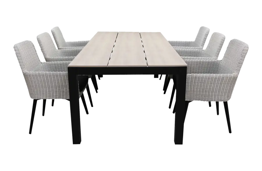 Pisa 7 delige tuinset-Pisa tuinstoel White-wicker vlechtwerk-cyprus tuintafel-polywood 