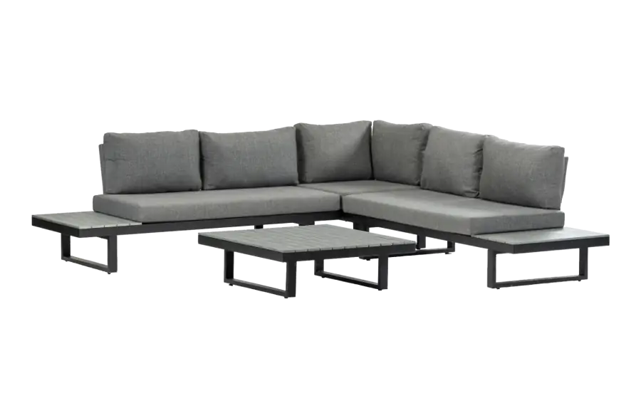 Plattform Lounge-Set Hoedspruit | 4-teilig | Grau | Aluminium & Polywood