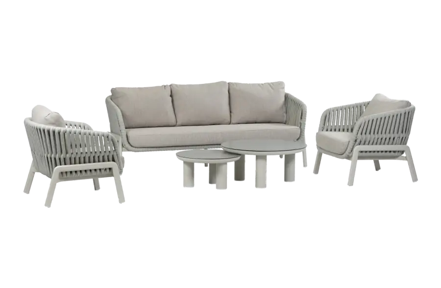 Sessel-Sofa Lounge-Set Porto | 3-Sitzer | Natürlich