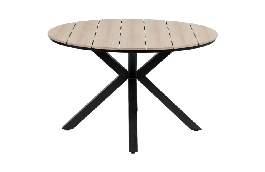 Runder Gartentisch Limasol ø 120 cm | Polywood & Aluminium | Holz