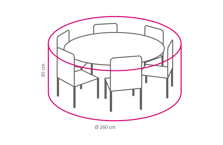 Runde Schutzhülle für Gartenmöbel ⌀ 260 cm, Höhe 85 cm