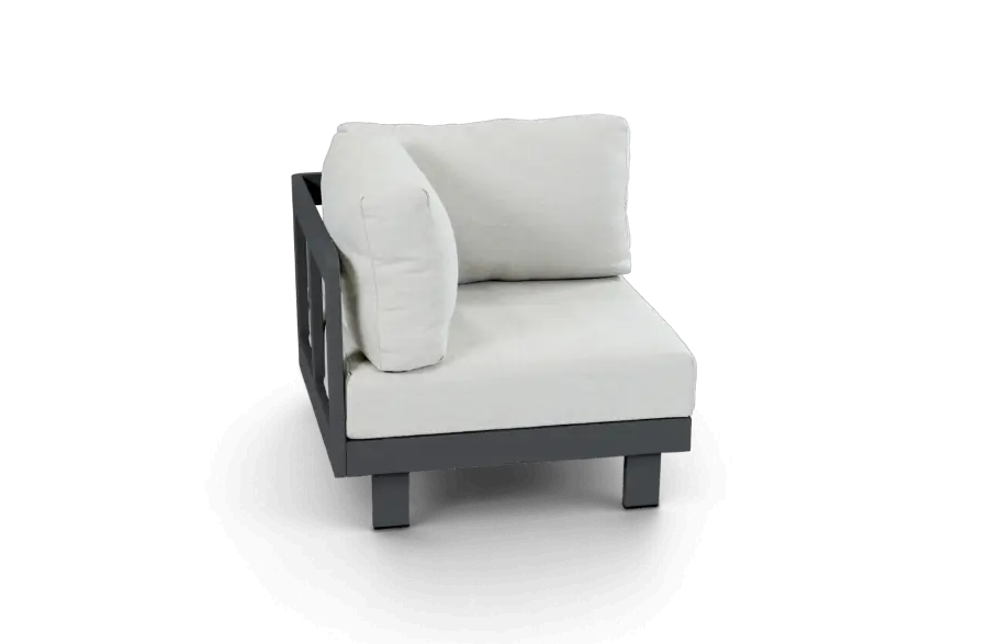 Hoekelement modulaire loungebank tulum beige black aluminium PNG
