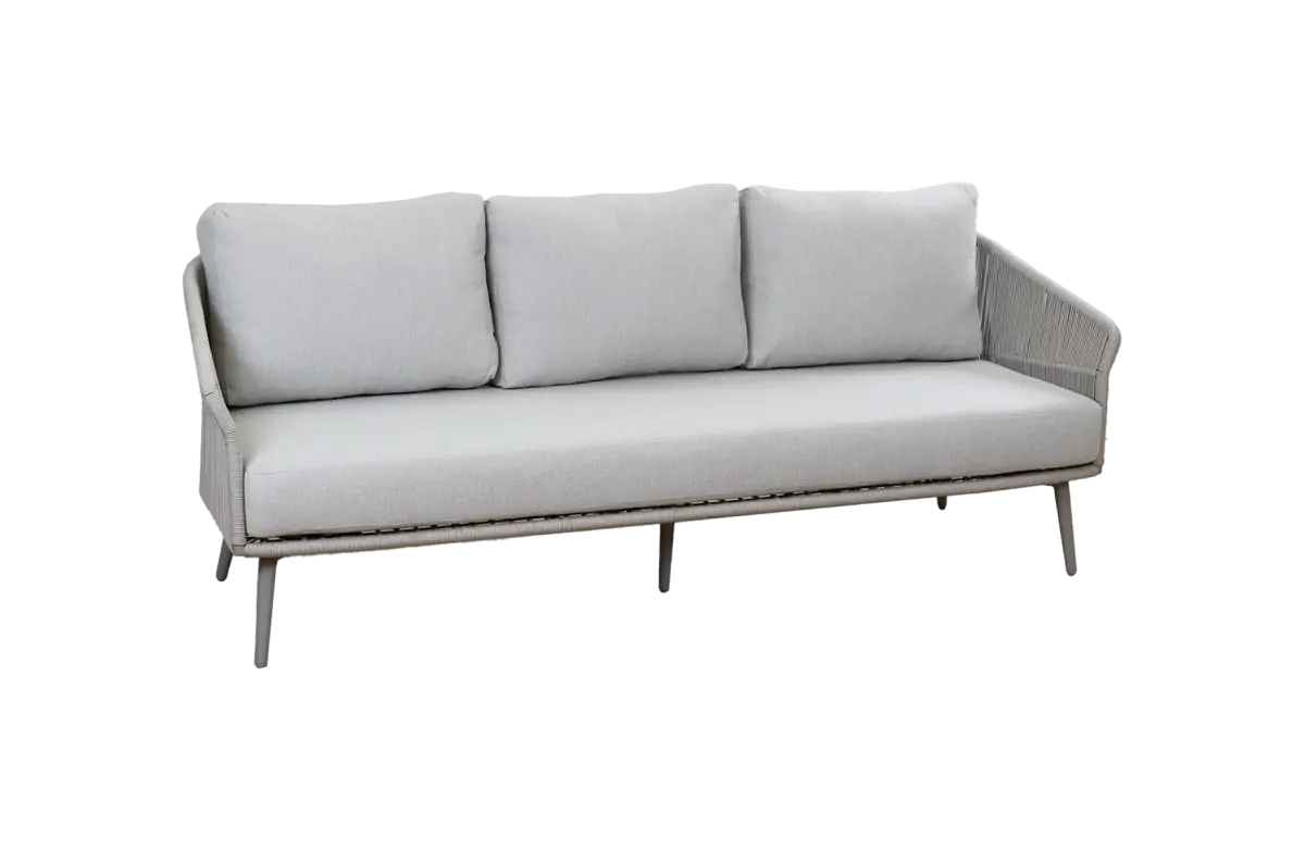 Loungesofa Alezio | 3 Sitzer | Beige | Camel Sake | Aluminium und Rope 