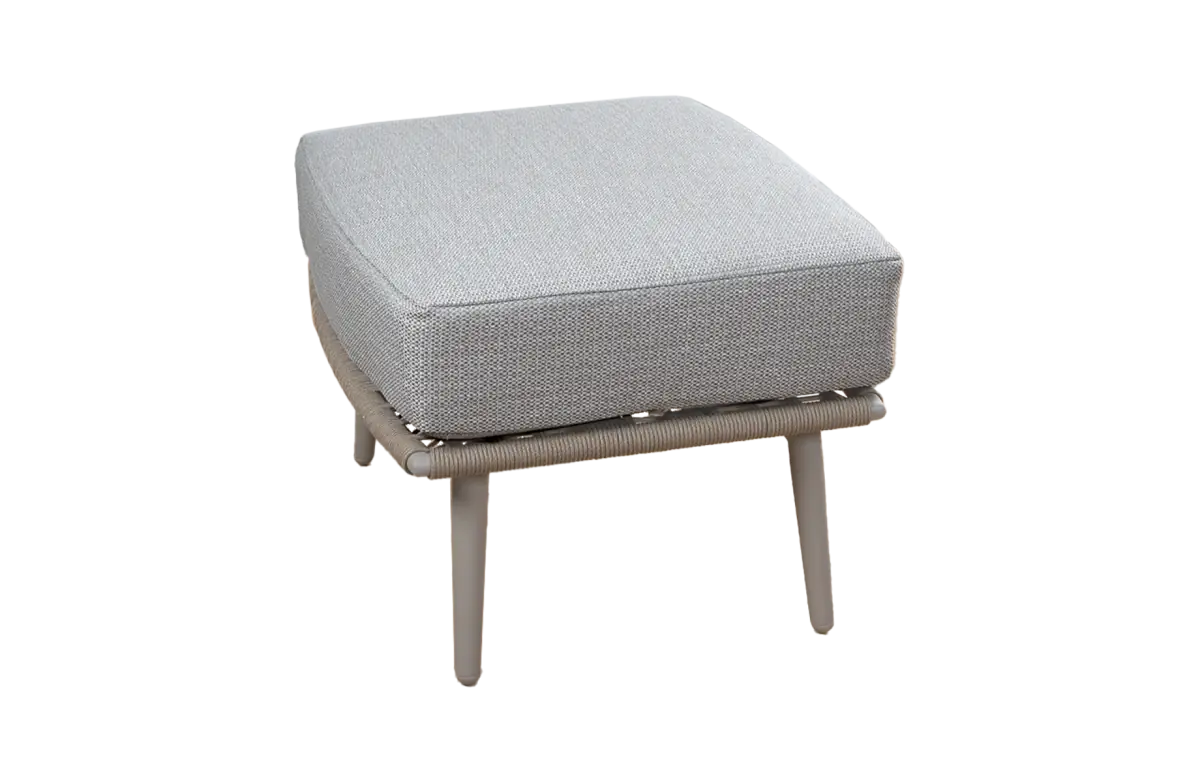 Hocker Alezio | Elfenbeinfarbe | Camel Mocca