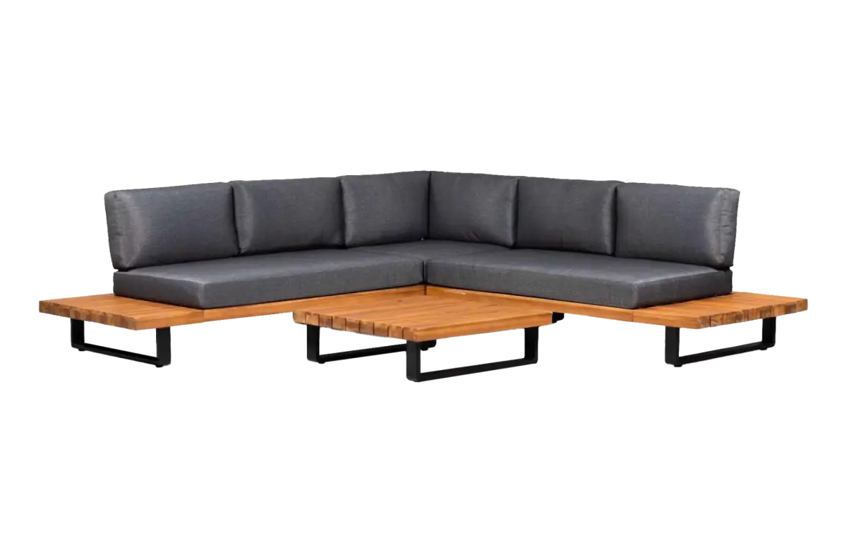 Ecklounge-Set Barstano | Anthrazit & Grau | Akazienholz und Aluminium