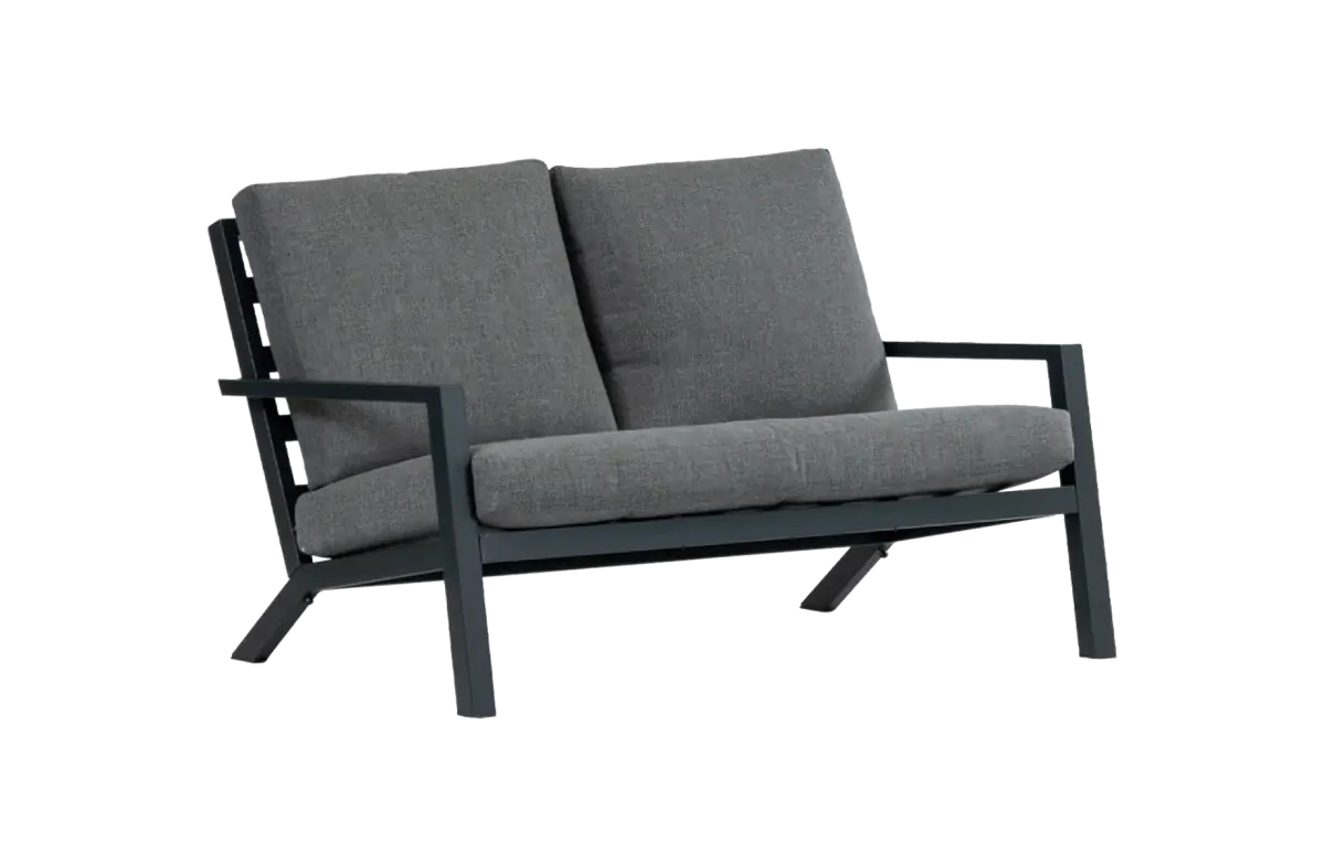 2-Sitzer Lounge-Sofa | Bezano | Mattschwarz / Grau | Aluminium
