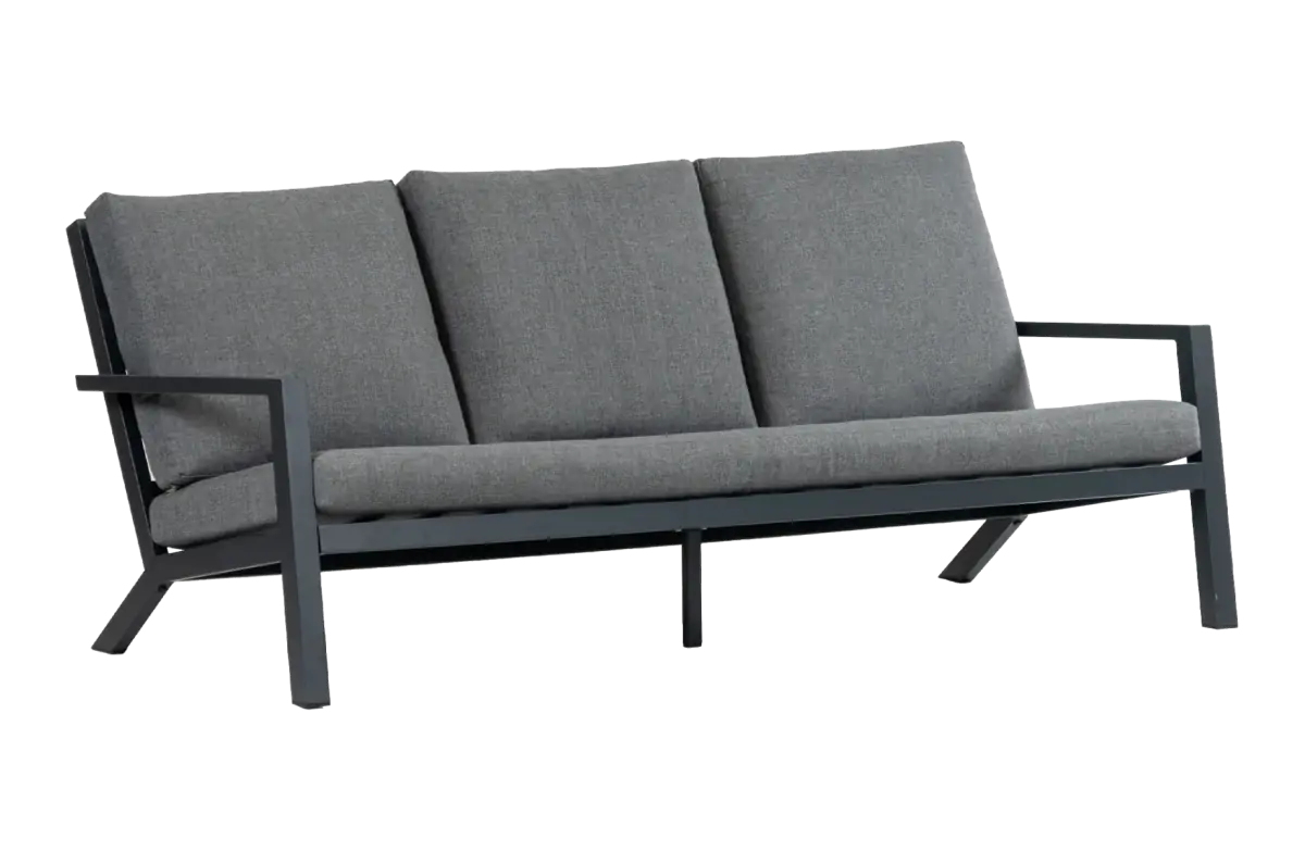 3-Sitzer Lounge-Sofa | Bezano Mattschwarz / Grau | Aluminium