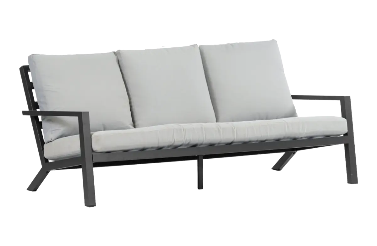 3-Sitzer Lounge-Sofa | Bezano | Mattschwarz / Creme | Aluminium