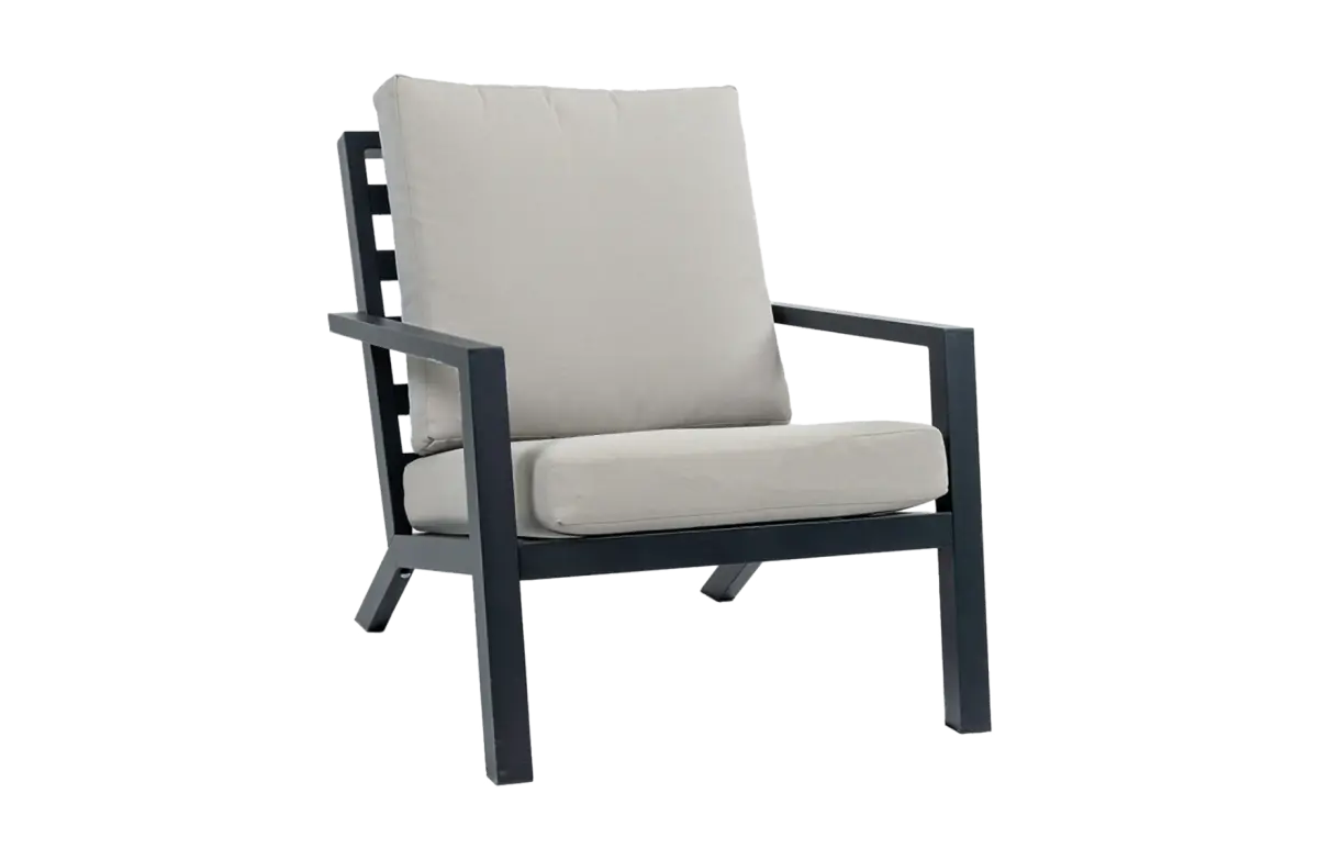 Loungesessel | Bezano | Mattschwarz / Creme | Aluminium