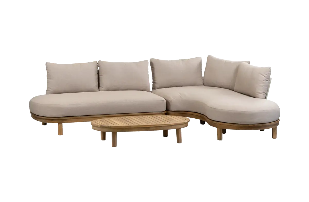 Eck-Loungeset Cancun | Akazie Teak-Optik & Sand