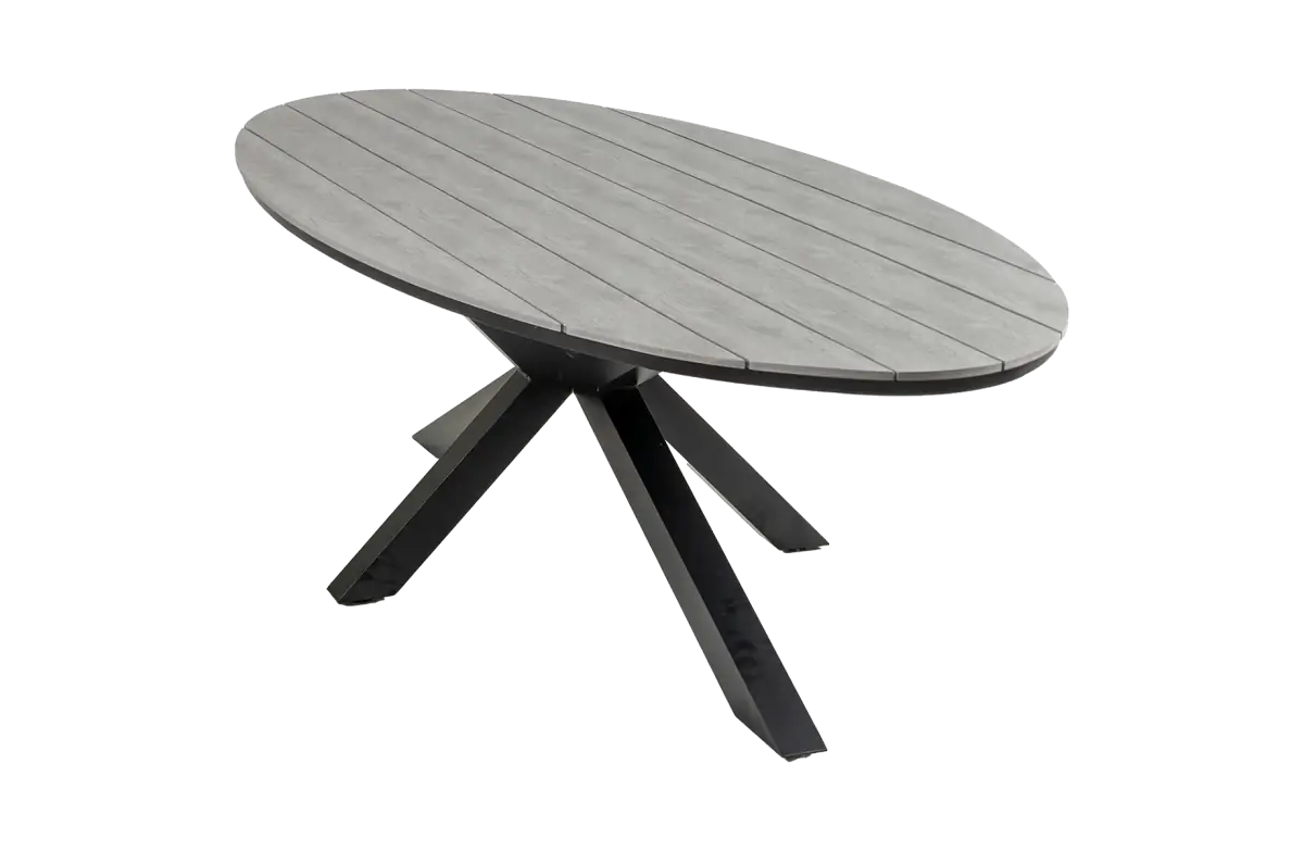 Ovaler Gartentisch Limasol 280cm | Grau | Polywood & Aluminium