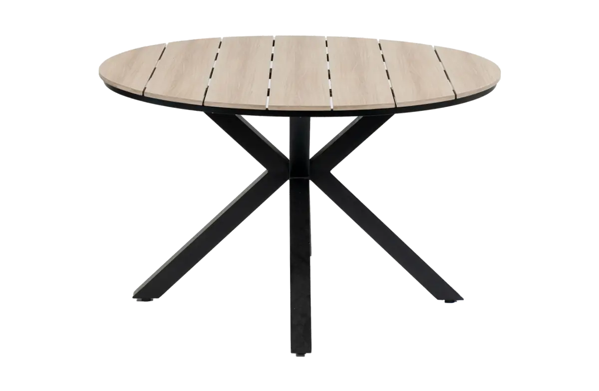 Runder Gartentisch Limasol ø 120 cm | Polywood & Aluminium | Holz