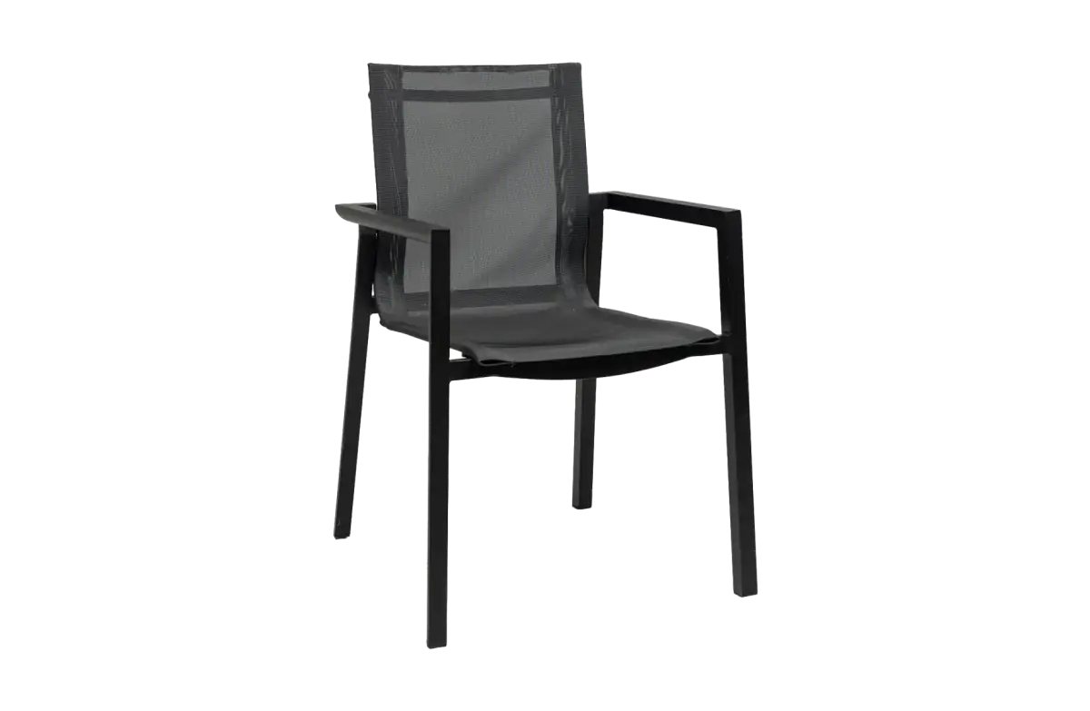 Stapelbarer Gartenstuhl | Delia | Textil | Schwarz