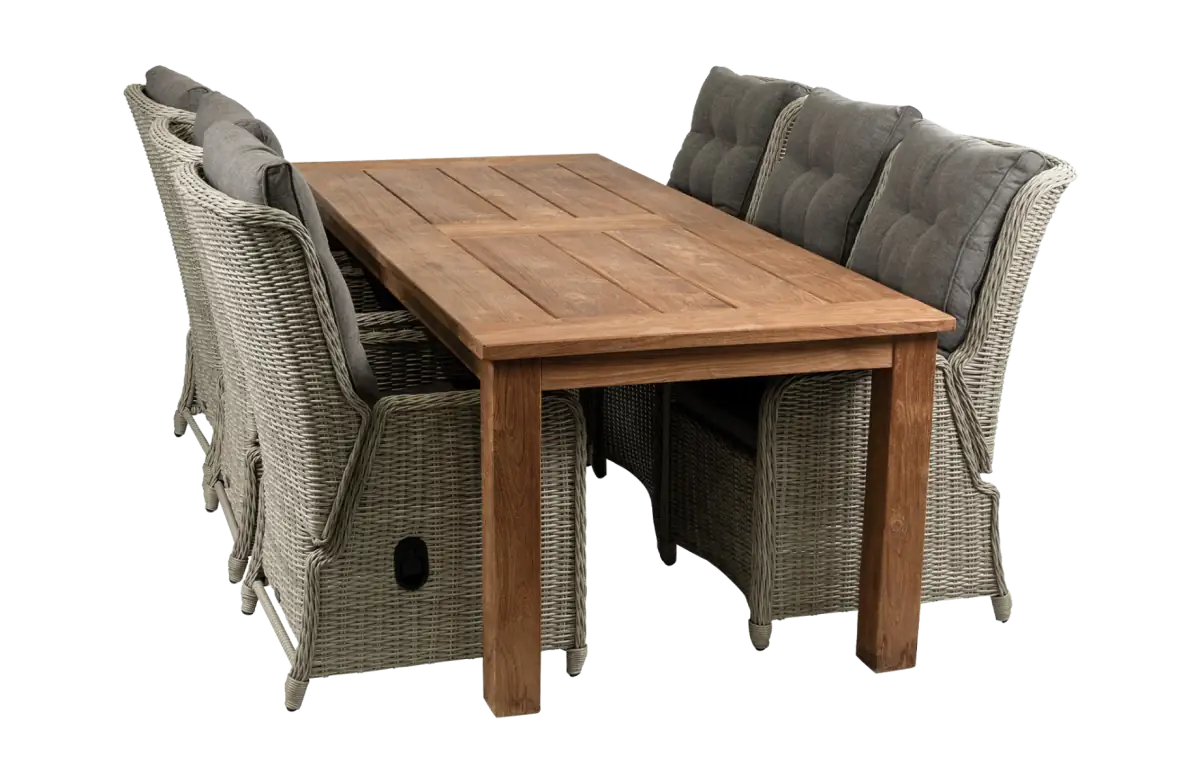 7-teiliges Gartenset | 6 verstellbare Stühle Dublin | Jakarta Gartentisch 240 cm