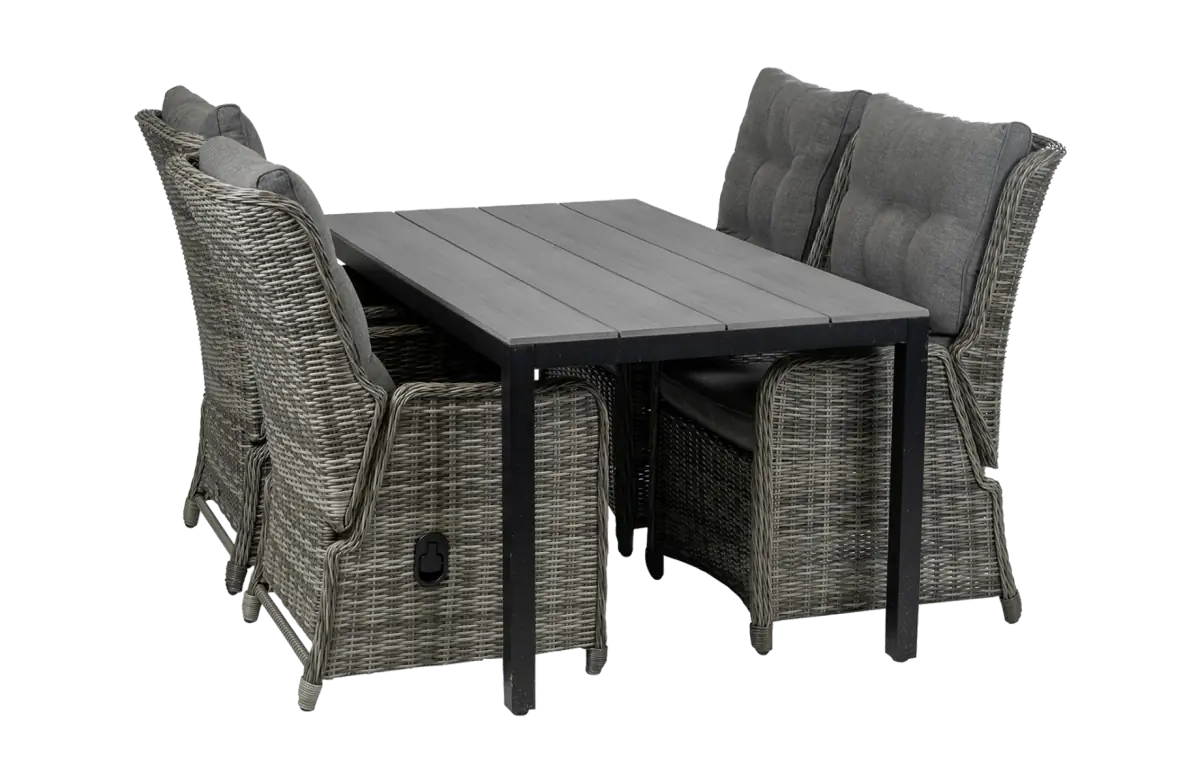 Dublin 5 delige tuinset-Dublin verstelbare tuinstoel-Ash Grey-wicker vlechtwerk-aluminium frame-Cyprus tuintafel