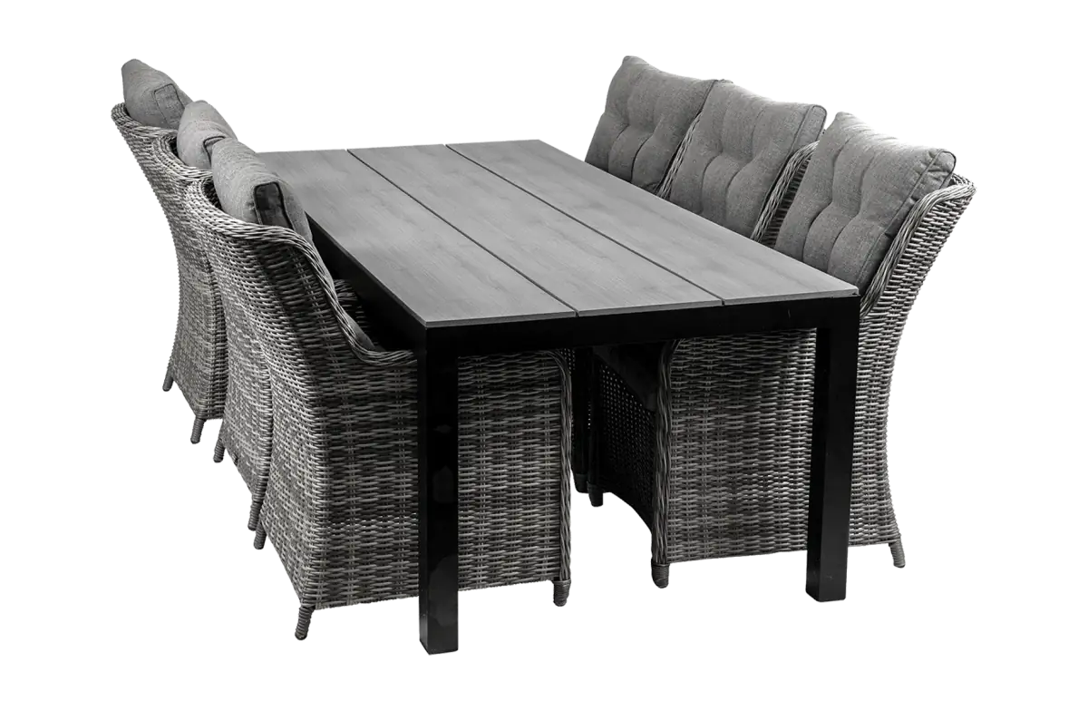 7-teiliges Gartenset | 6 Gartenstühle Dublin | Limasol Gartentisch | 225 cm