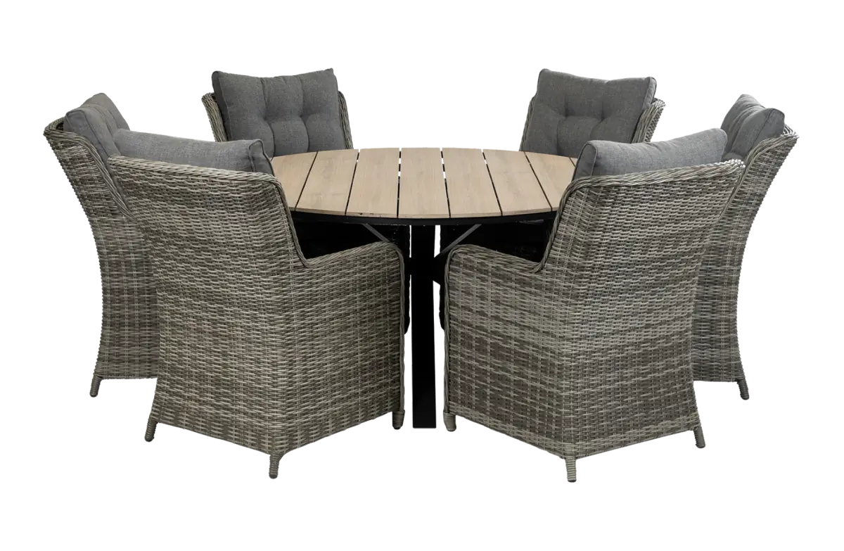 cyprus-ronde-wood-tuintafel-grey-ash-grey-tuinstoelen-vast-wicker-aluminium frame