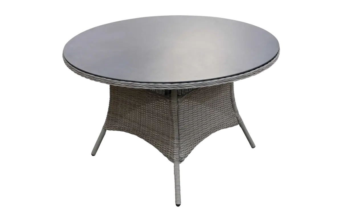 Runder Gartentisch Dublin ø 120 cm | Aschgrau | Rattan &  Keramik