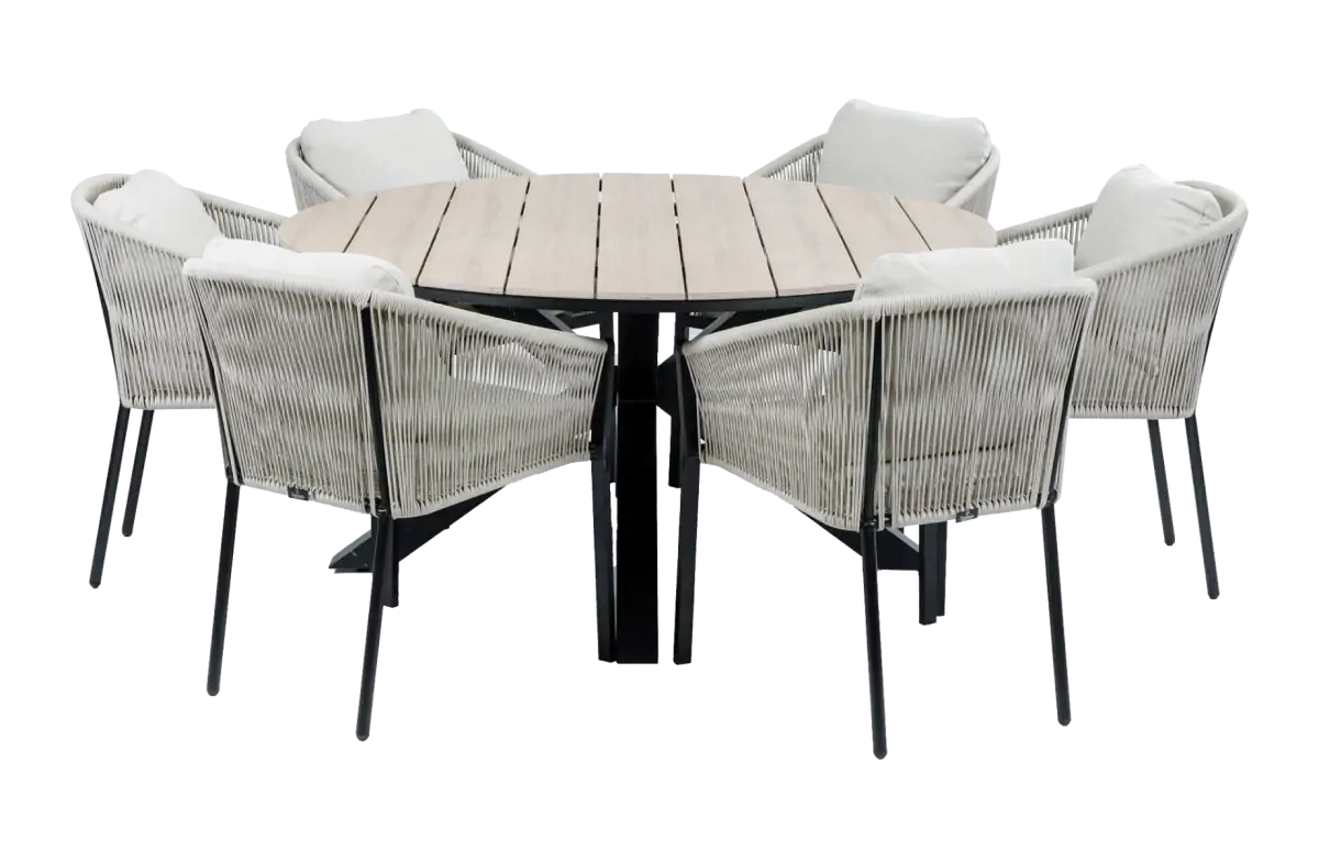 Ronde-tuinset-Elvira-Black-Polywood-tafelblad-4-seizoenen-tuinmeubelen
