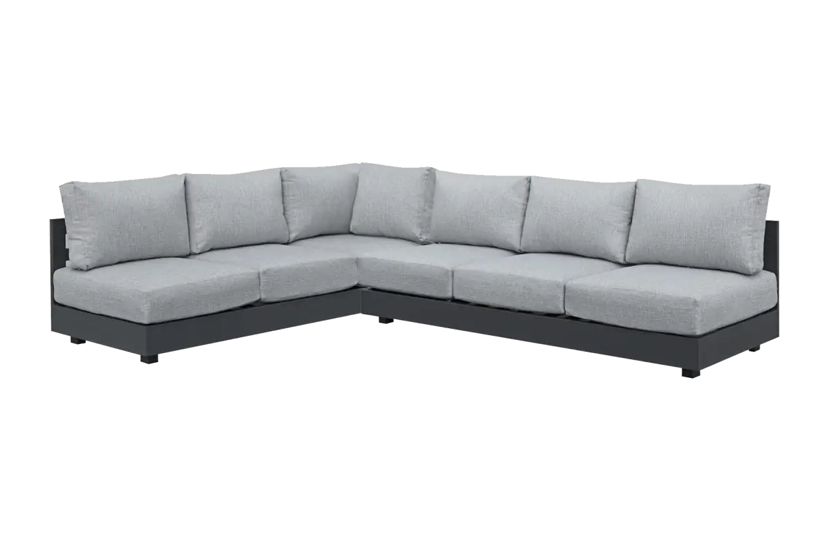 Ecklounge-Sofa Fosega | 2-teilig | Mattschwarz / Steingrau | Aluminium