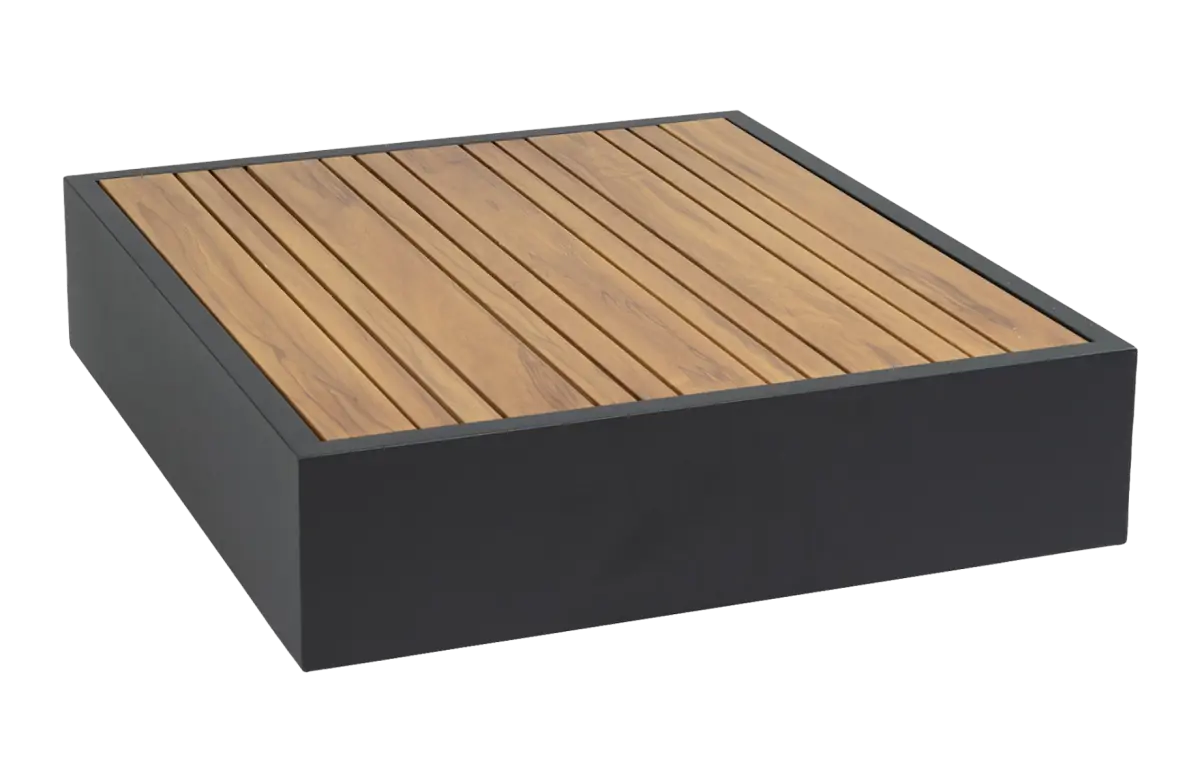 Beistelltisch Fosega | 70 x 77 cm | Mattschwarz / Holz | Aluminium