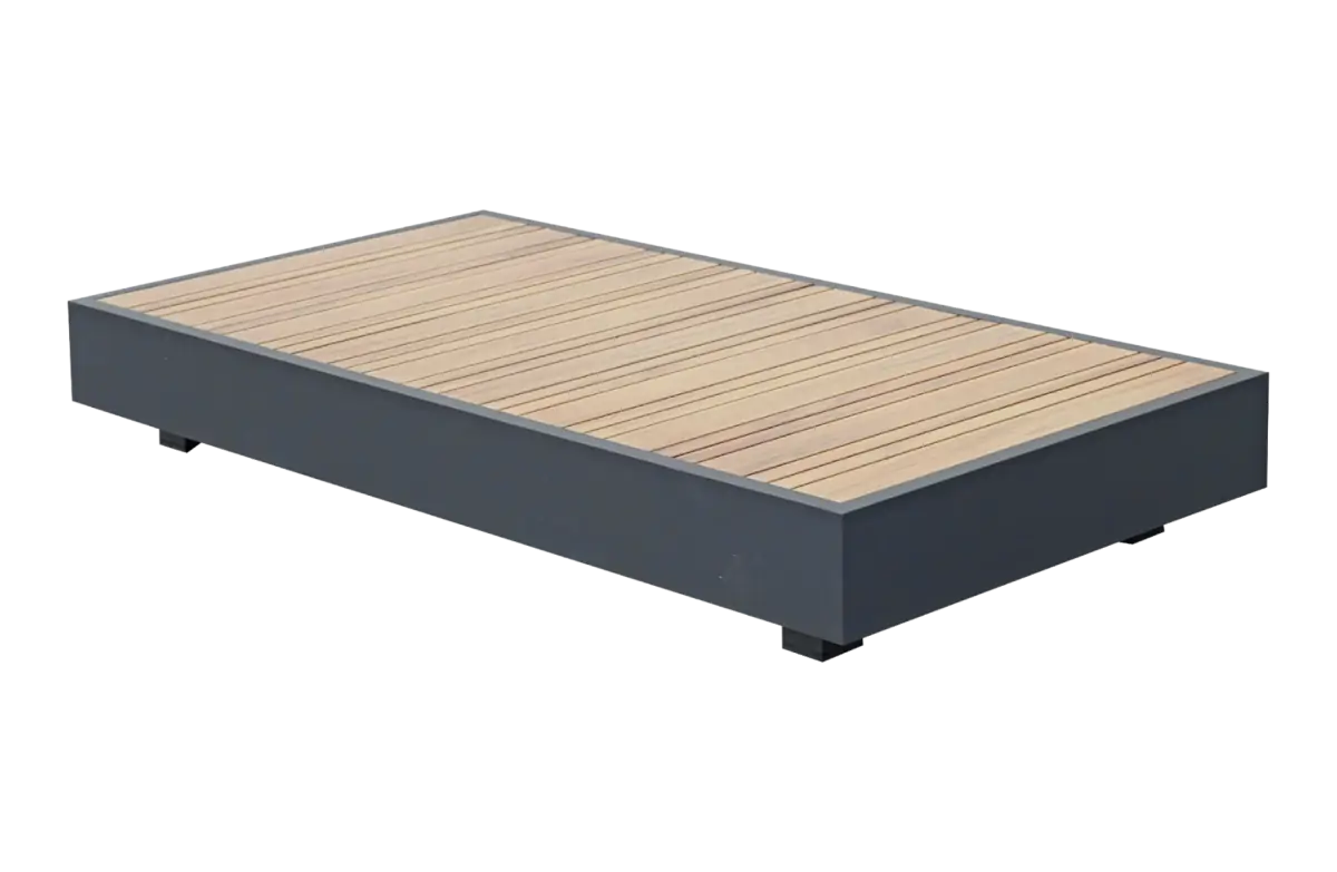 Lounge-Tisch Fosega | 142 x 70 cm | Mattschwarz / Holz | Aluminium