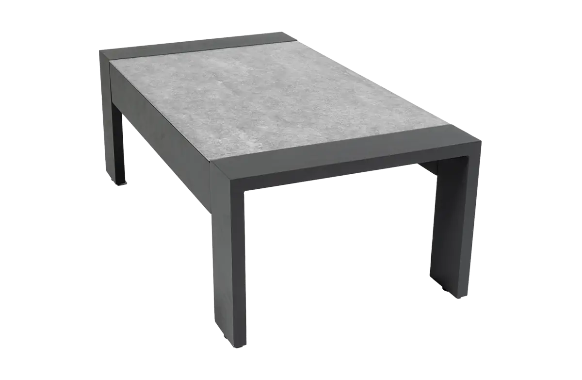 Lounge-Tisch Fosega | 110 x 60 cm | Mattschwarz | Aluminium & Keramik