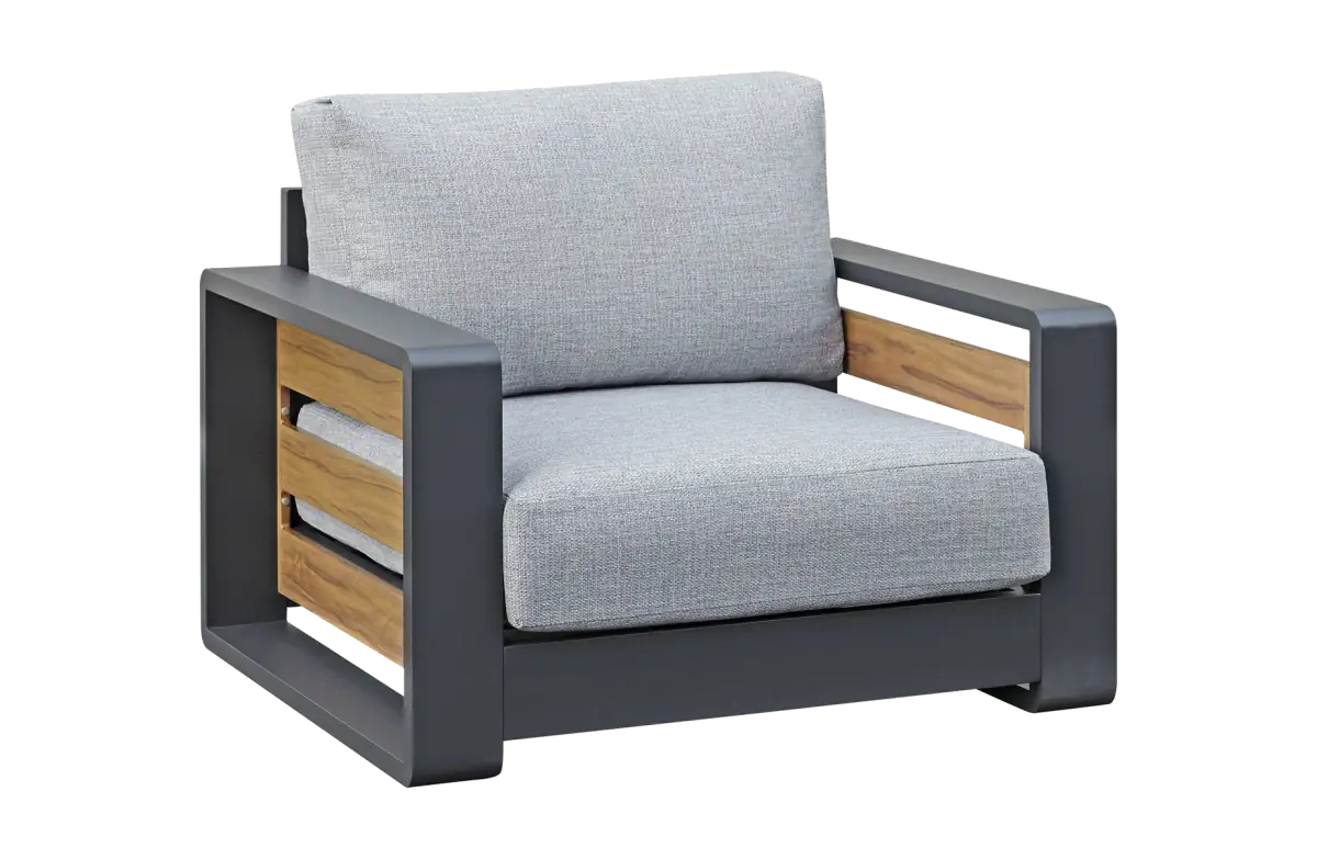 Lounge-Sessel Fosega | Mattschwarz / Steingrau | Aluminium