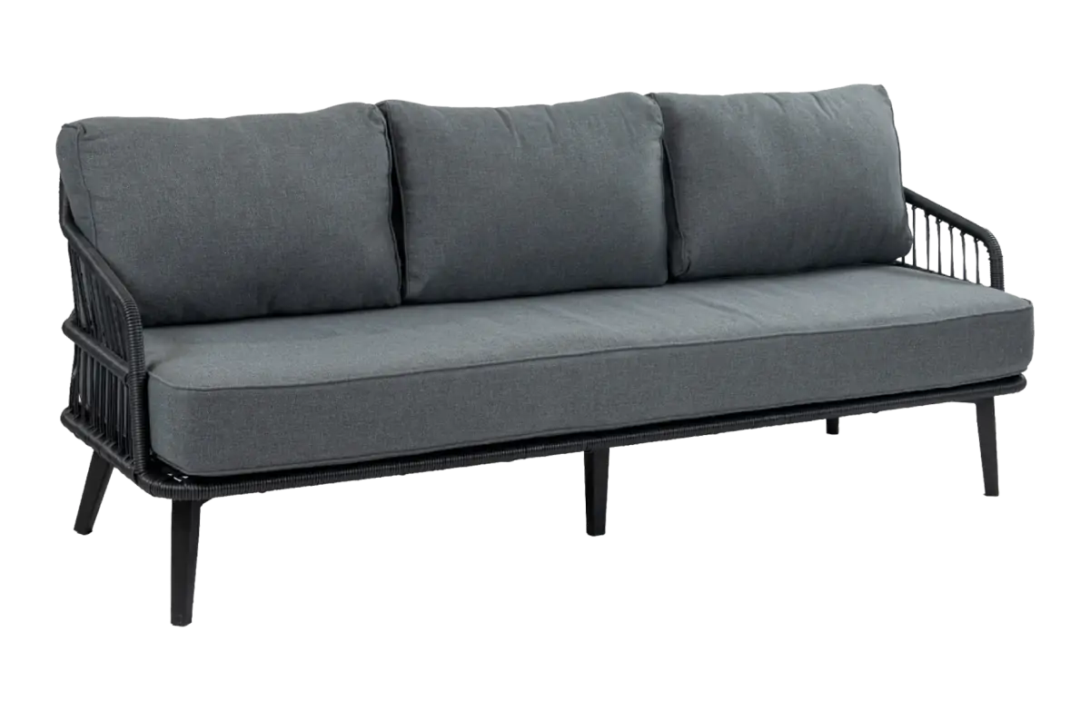 3-Sitzer Lounge-Sofa | Isabel | Schwarz | Rope