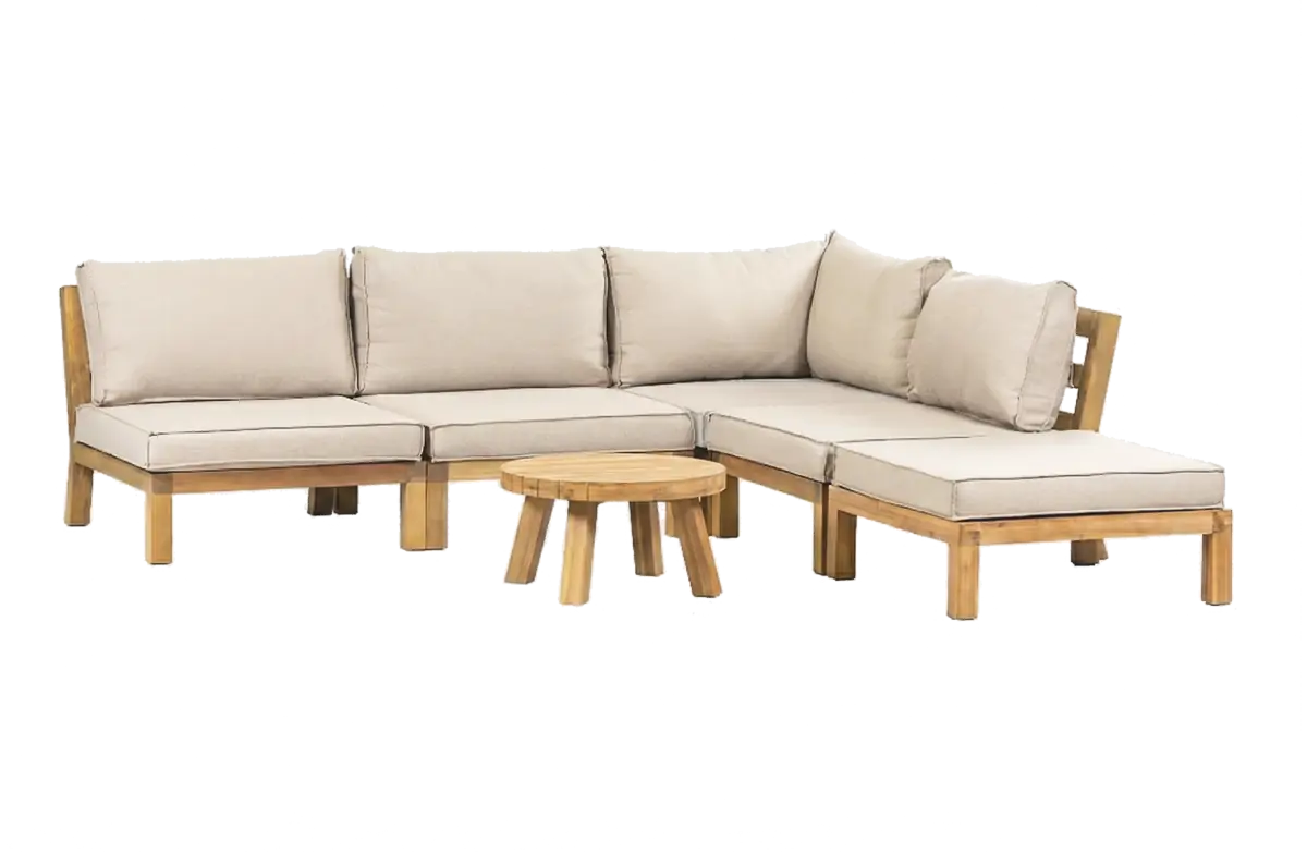Eck-Lounge-Set Kent | 6-teilig | Sand | Akazienholz