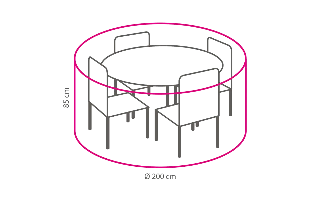 Runde Schutzhülle für Gartenmöbel ⌀ 200 cm, Höhe 85 cm