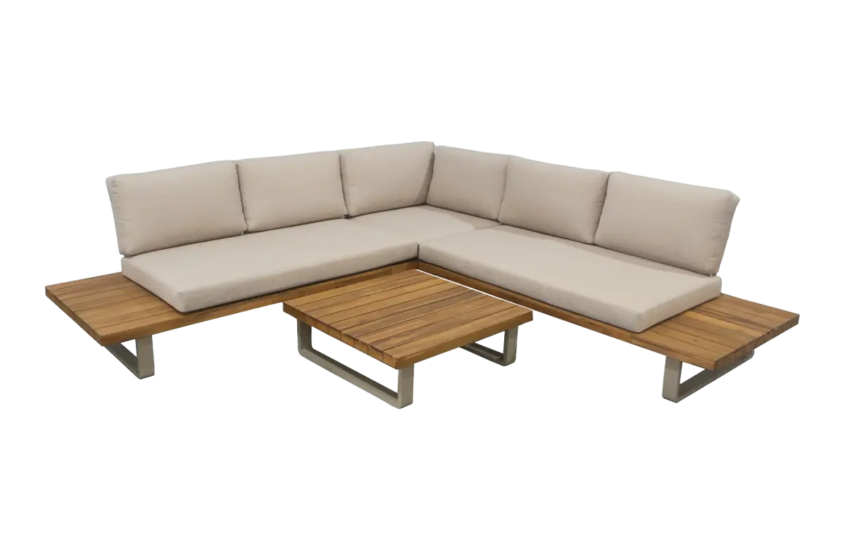 Ecklounge-Set Barstano | Sand/Sable | Akazienholz und Aluminium