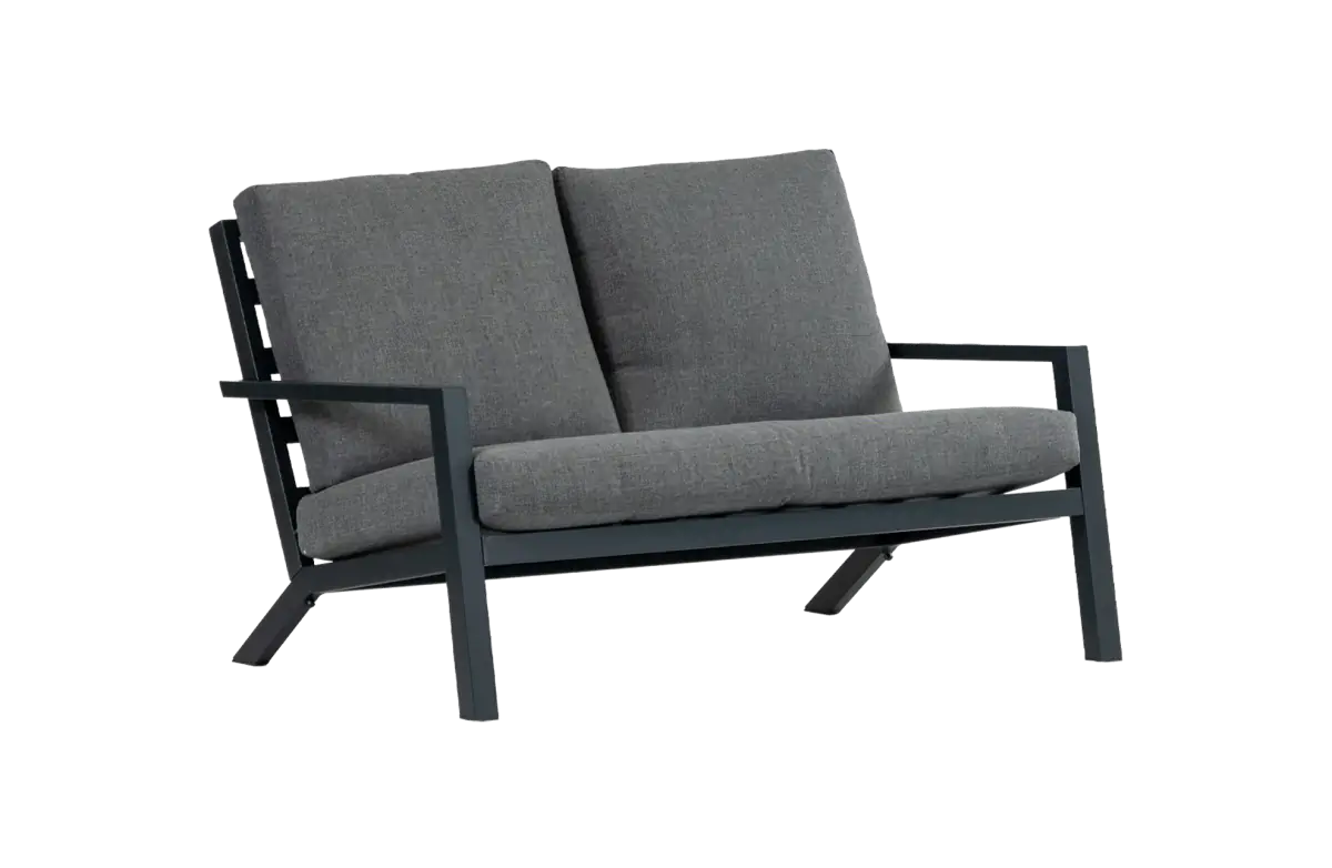 2-Sitzer Lounge-Sofa | Bezano | Mattschwarz / Grau | Aluminium