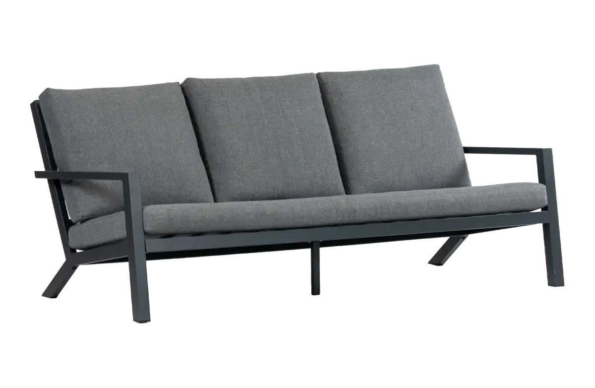 3-Sitzer Lounge-Sofa | Bezano Mattschwarz / Grau | Aluminium