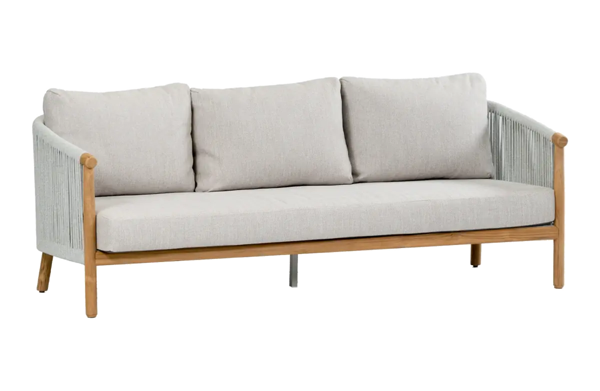Loungesofa Es Vedra | 3-Sitzer | Teakholz | Creme
