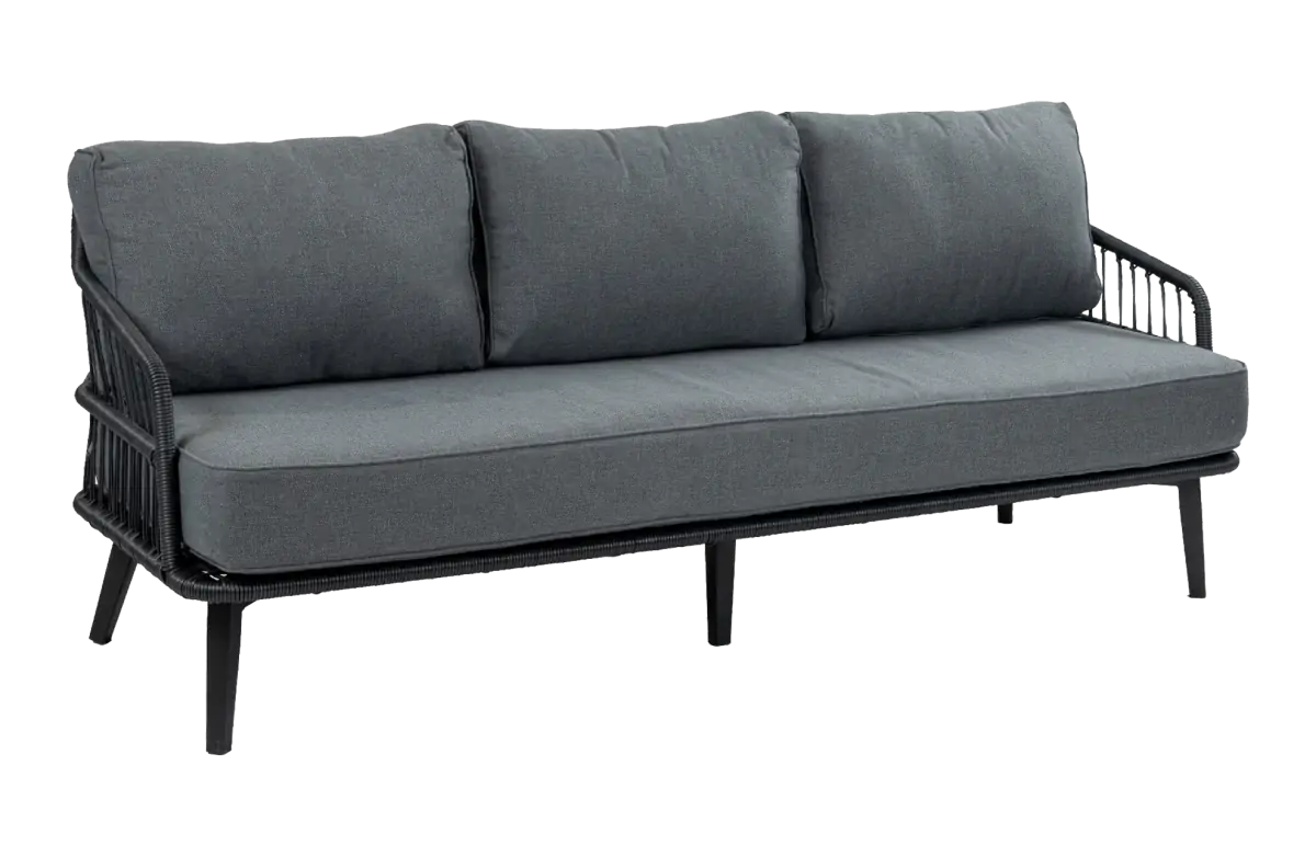 3-Sitzer Lounge-Sofa | Isabel | Schwarz | Rope