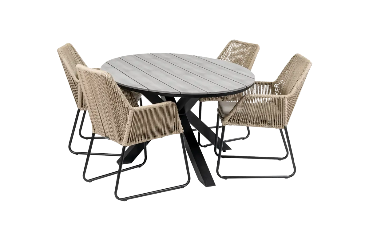 Mona 5 delige tuinset-Rope tuinstoel-aluminium frame-cyprus tuintafel-grey-aluminium frame