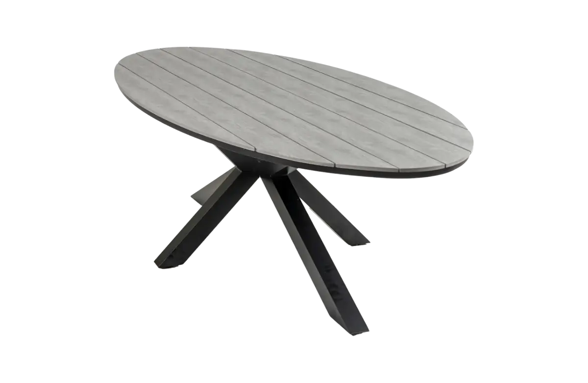 Ovaler Gartentisch Limasol 280cm | Grau | Polywood & Aluminium