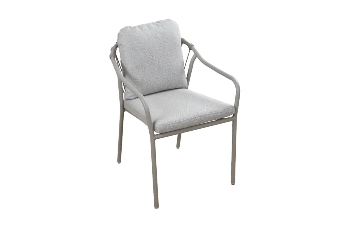 Dining Gartenstuhl Paris | Elfenbeinfarbe | Camel/Mocca | Aluminium und Rope