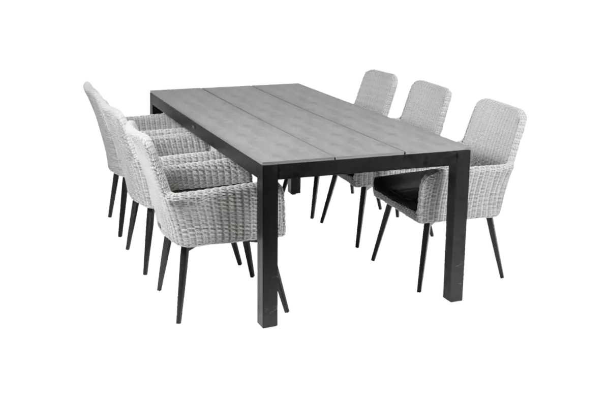 Pisa tuinset-7 delige tuinset-Pisa tuinstoel-white-polywood tuintafel-wicker-aluminium frame