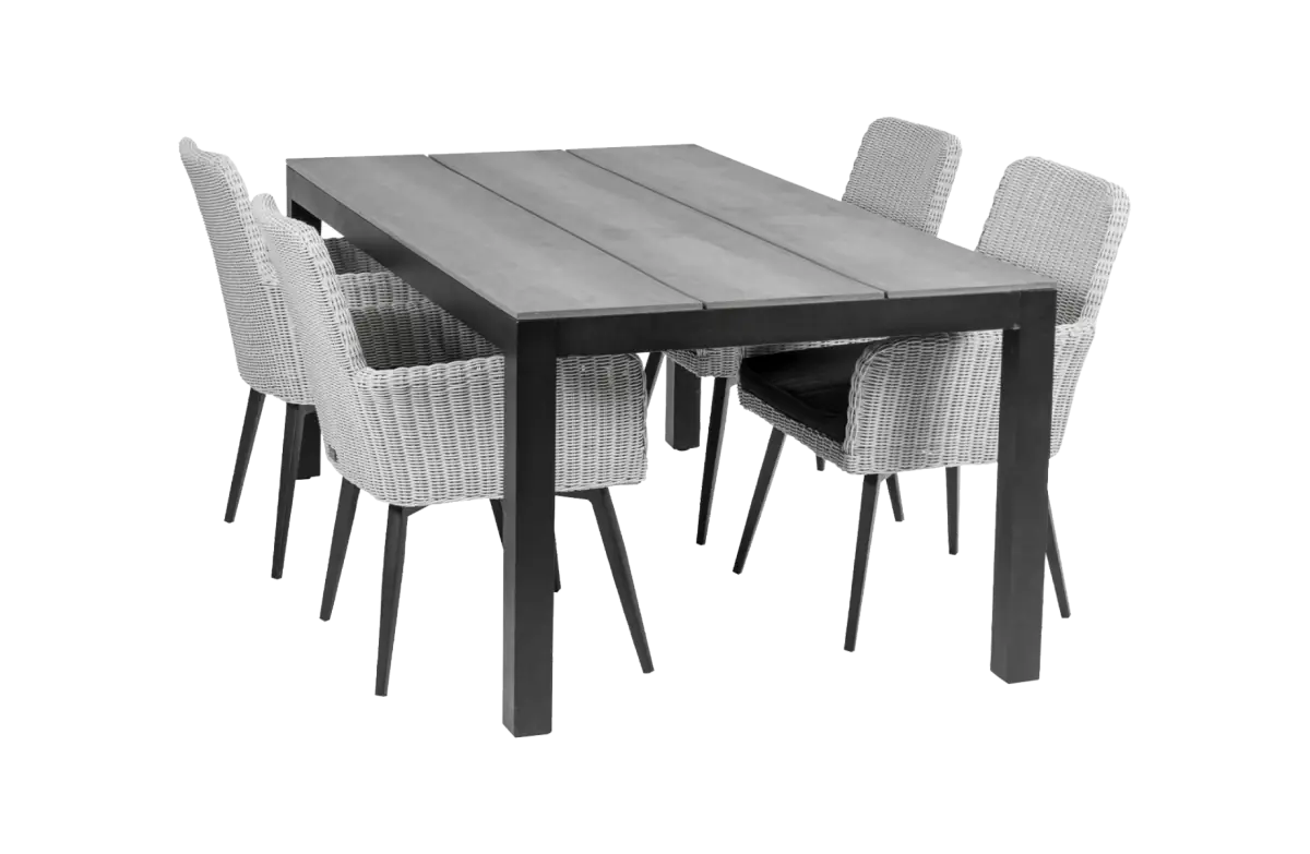 Pisa tuinset-5 delige tuinset-Pisa tuinstoel-White-cyprus tuintafel-polywood-wicker-aluminium frame