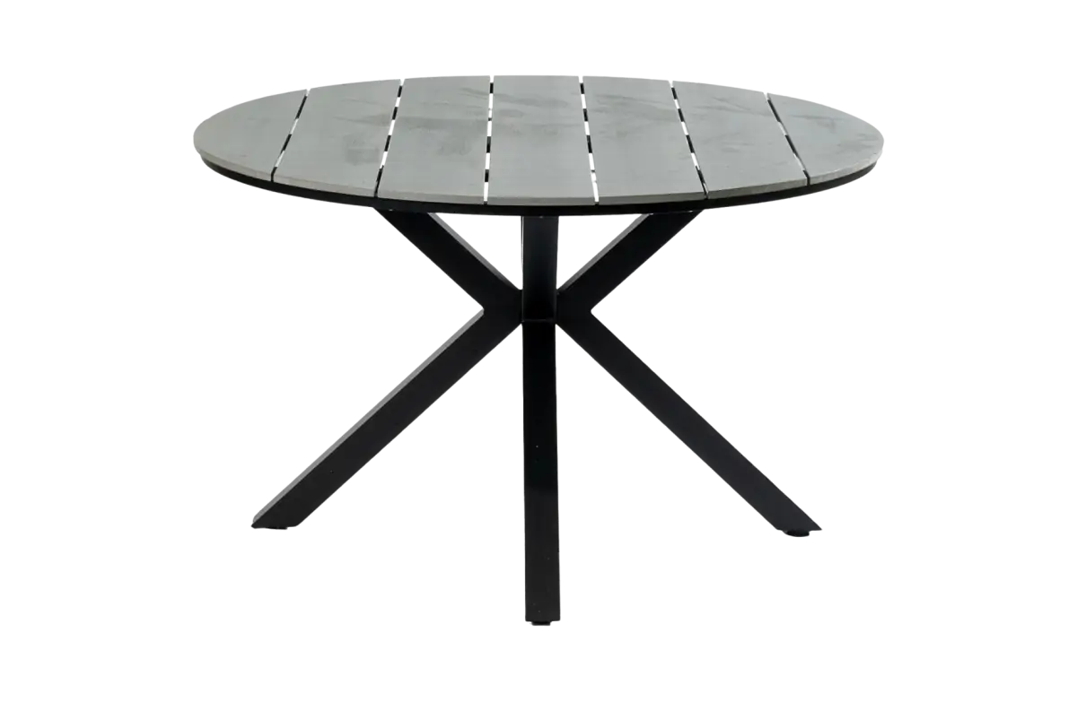 Runder Gartentisch Limasol Ø120 cm | Grau | Polywood & Aluminium
