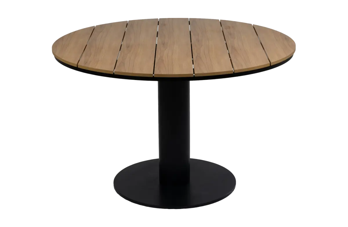 Runder Gartentisch Tower | ø 120 cm | Tecon Teak | Schwarz